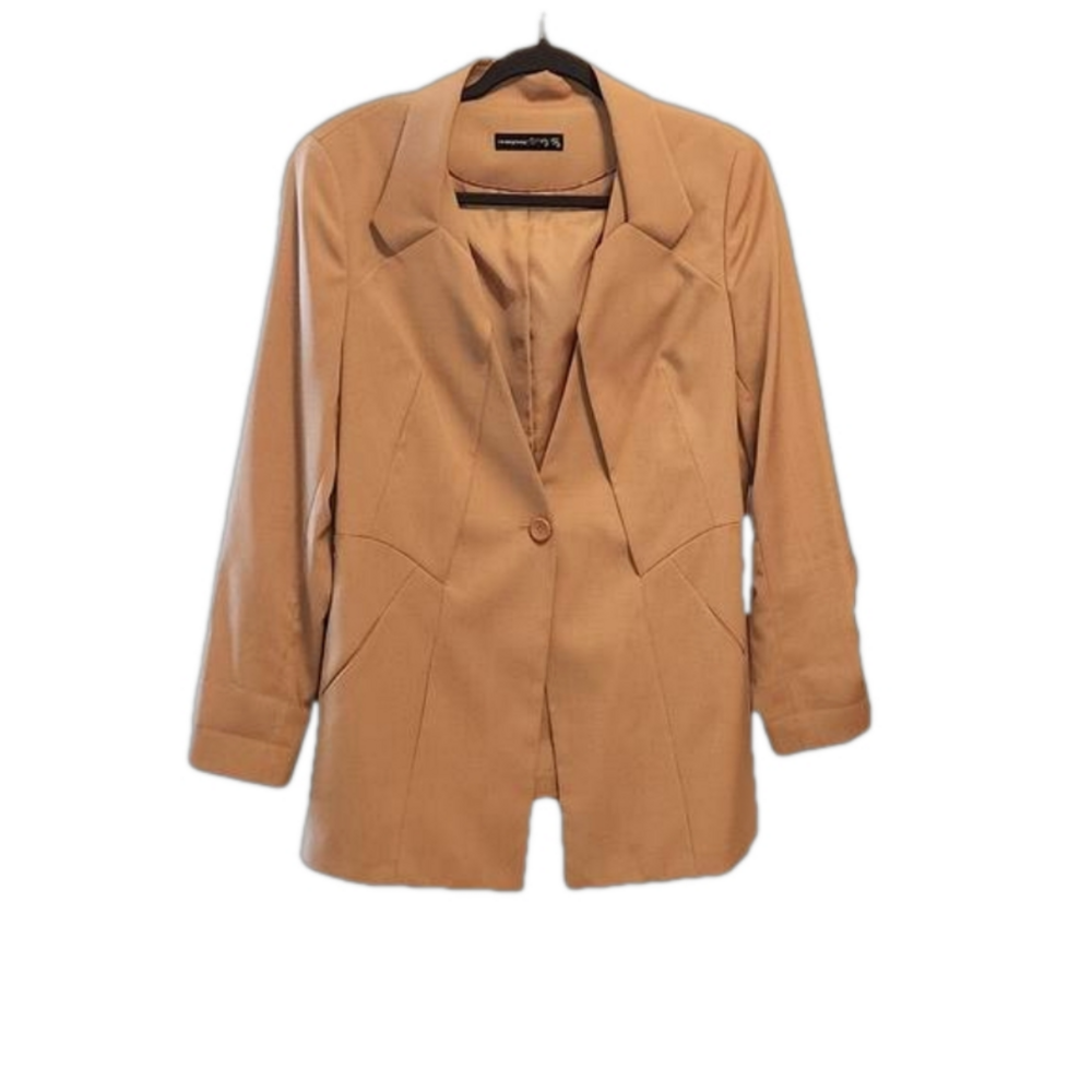 Tan  Wool Blend one button blazer Size M by Lie Sang Bong